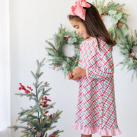 Merry & Bright Christmas Plaid Gown (Red/Pink)