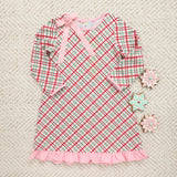 Merry & Bright Christmas Plaid Gown (Red/Pink)