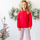 Merry & Bright Christmas Plaid Ruffle Pants (Red/Pink)