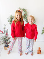 Merry & Bright Christmas Plaid Ruffle Pants (Red/Pink)