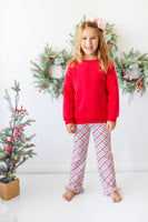 Merry & Bright Christmas Plaid Ruffle Pants (Red/Pink)