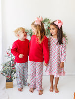 Merry & Bright Christmas Plaid Ruffle Pants (Red/Pink)