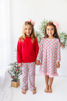 Merry & Bright Christmas Plaid Ruffle Pants (Red/Pink)