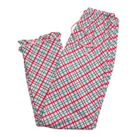 Merry & Bright Christmas Plaid Ruffle Pants - Women's (Red/Pink)