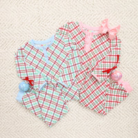 Merry & Bright Christmas Plaid Ruffle Lounge Set (Red/Pink)