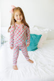 Merry & Bright Christmas Plaid Ruffle Lounge Set (Red/Pink)