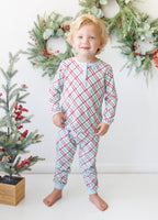 Merry & Bright Christmas Plaid Lounge Set (Red/Blue)